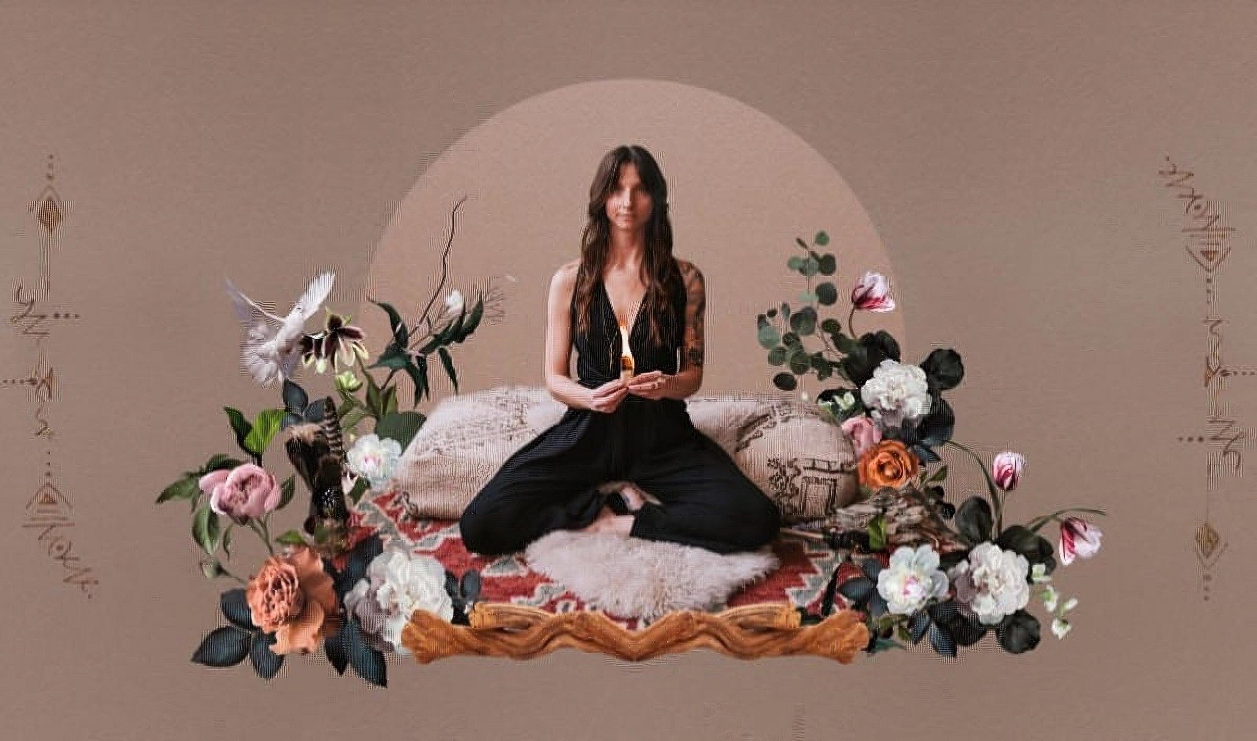 Celeste in a meditation seat